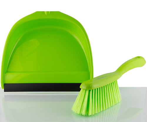 feather, green orchid dustpan set