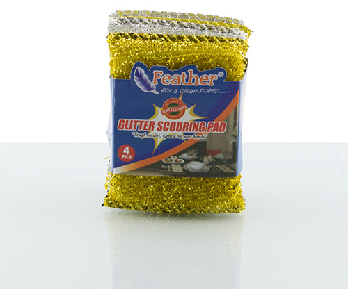 feather, glitter scouring pad