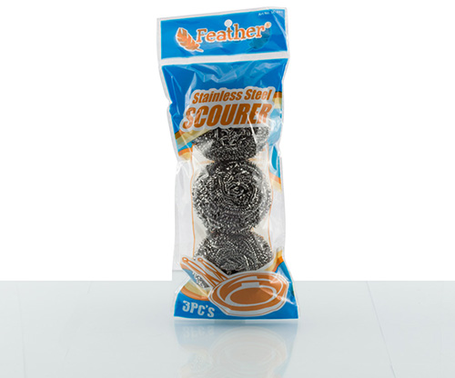 feather, stainless steel scourers with 3 pieces