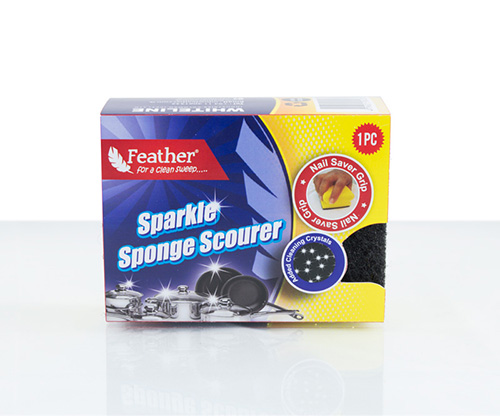 feather, sparkle scouring pad